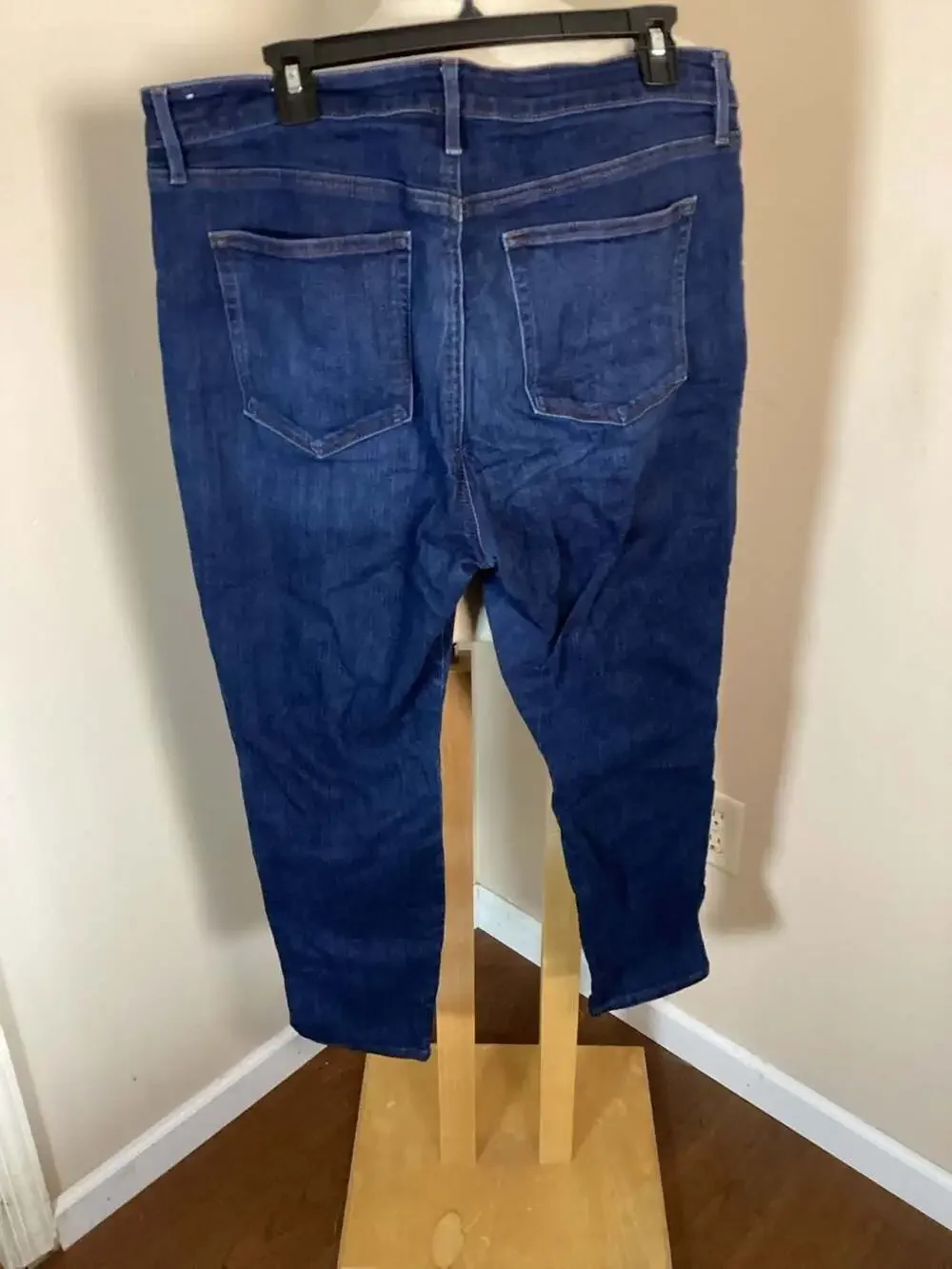 LOFT Curvy Skinny Jeans Size 32/14 Dark Wash Button Hem